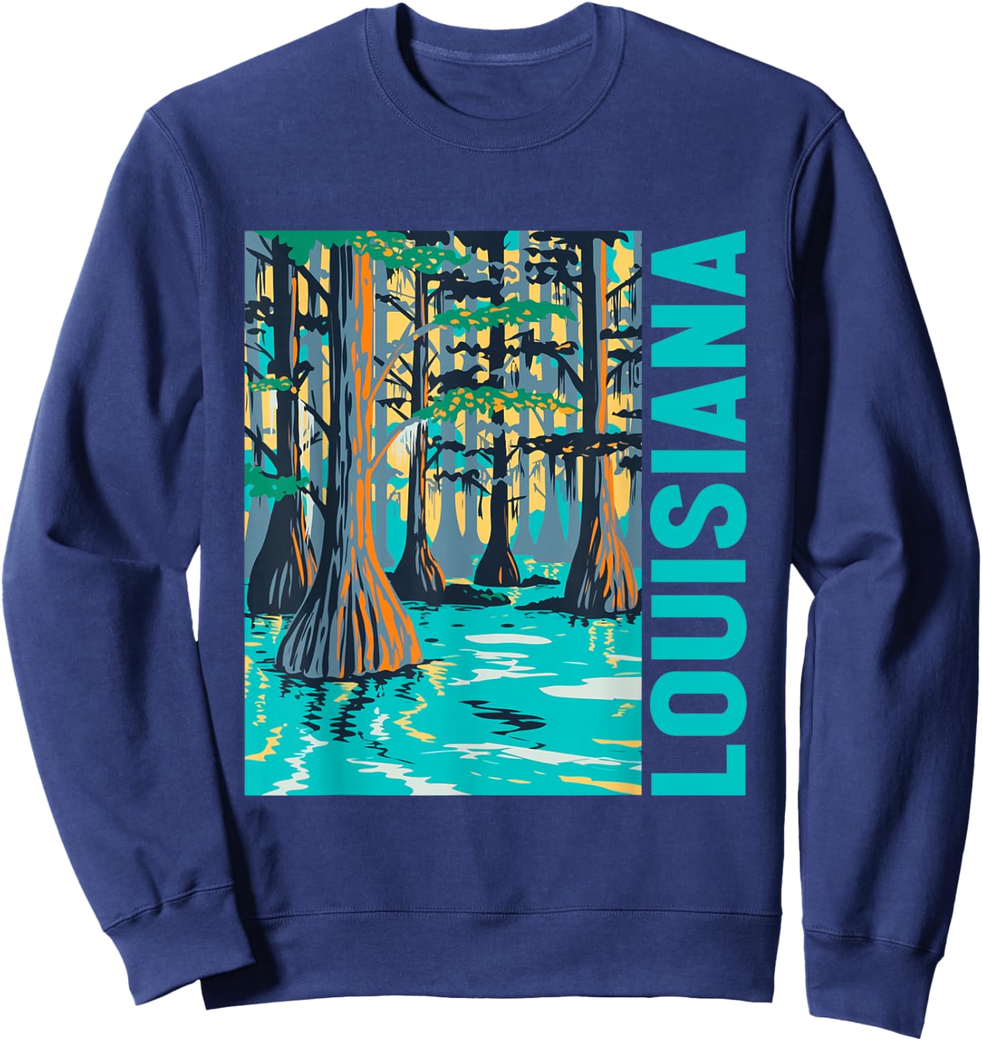 Louisiana Swamp Bald Cypress Tree Louisiana Travel Souvenir Sweatshirt - Sweatshirt | Navy