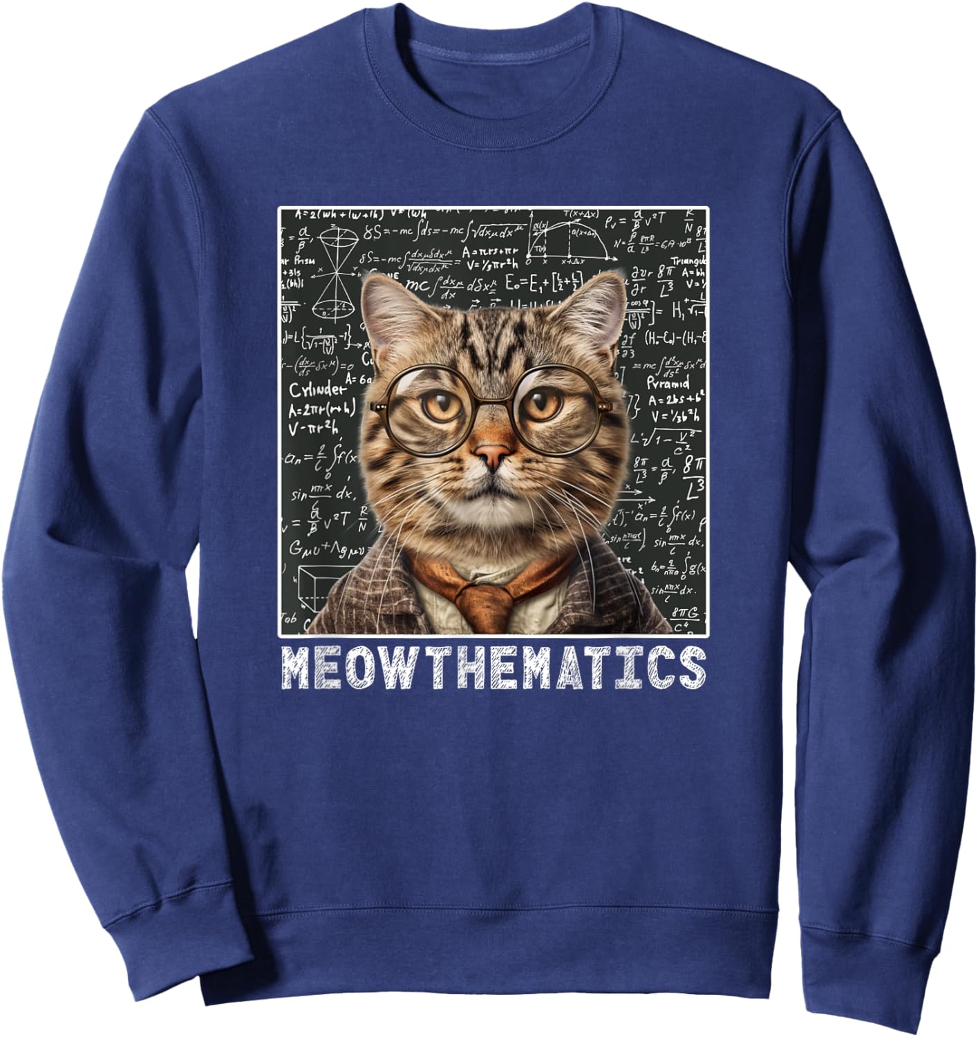 Only Laughs Apparel Meowthematics Cat Math Teacher Sweatshirt - Sweatshirt | Navy