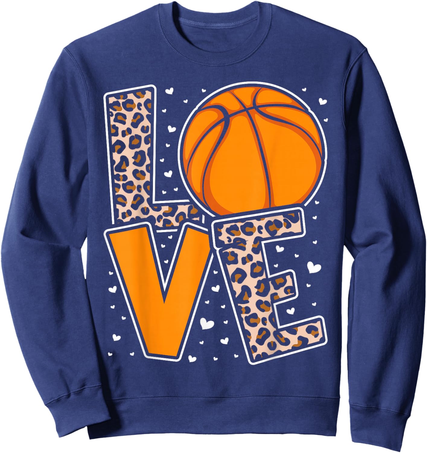 Love Basketball Leopard Print Women Girls Basketball Lover Sweatshirt - Sweatshirt | Navy