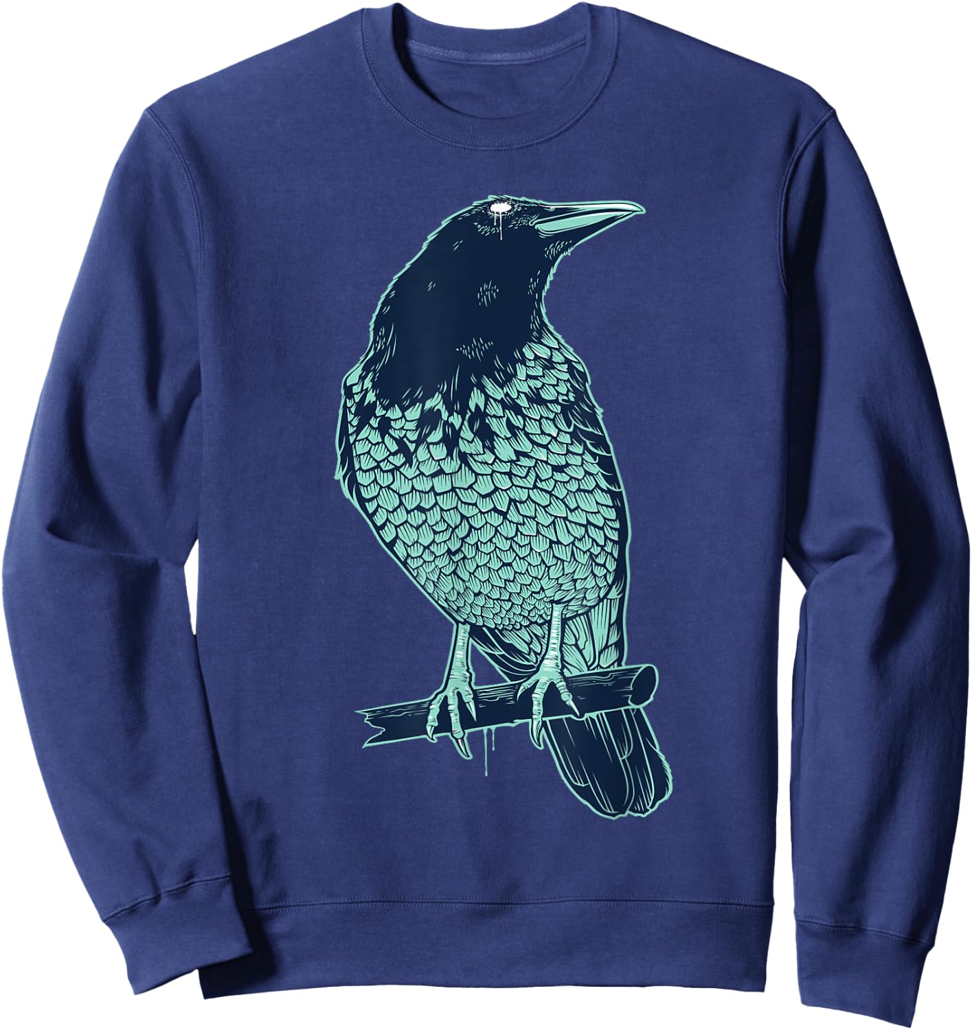 Colorful Raven Bird Illustration Graphic Art Outfit Crow Sweatshirt - Sweatshirt | Navy