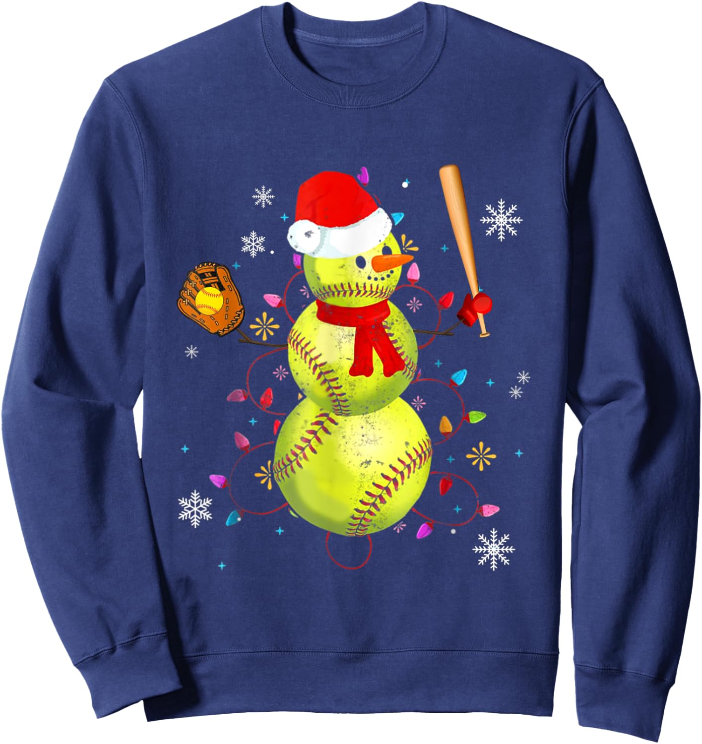 Softball Christmas Funny Softball Snowman Xmas Gifts Sweatshirt - Sweatshirt | Navy