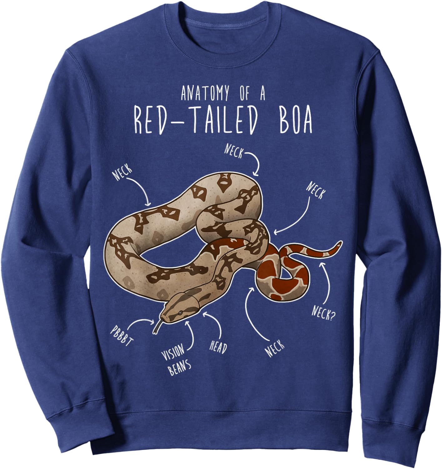 Red-Tailed Boa Snake Anatomy, Funny Cute Pet Reptile Mom Dad Sweatshirt - Sweatshirt | Navy