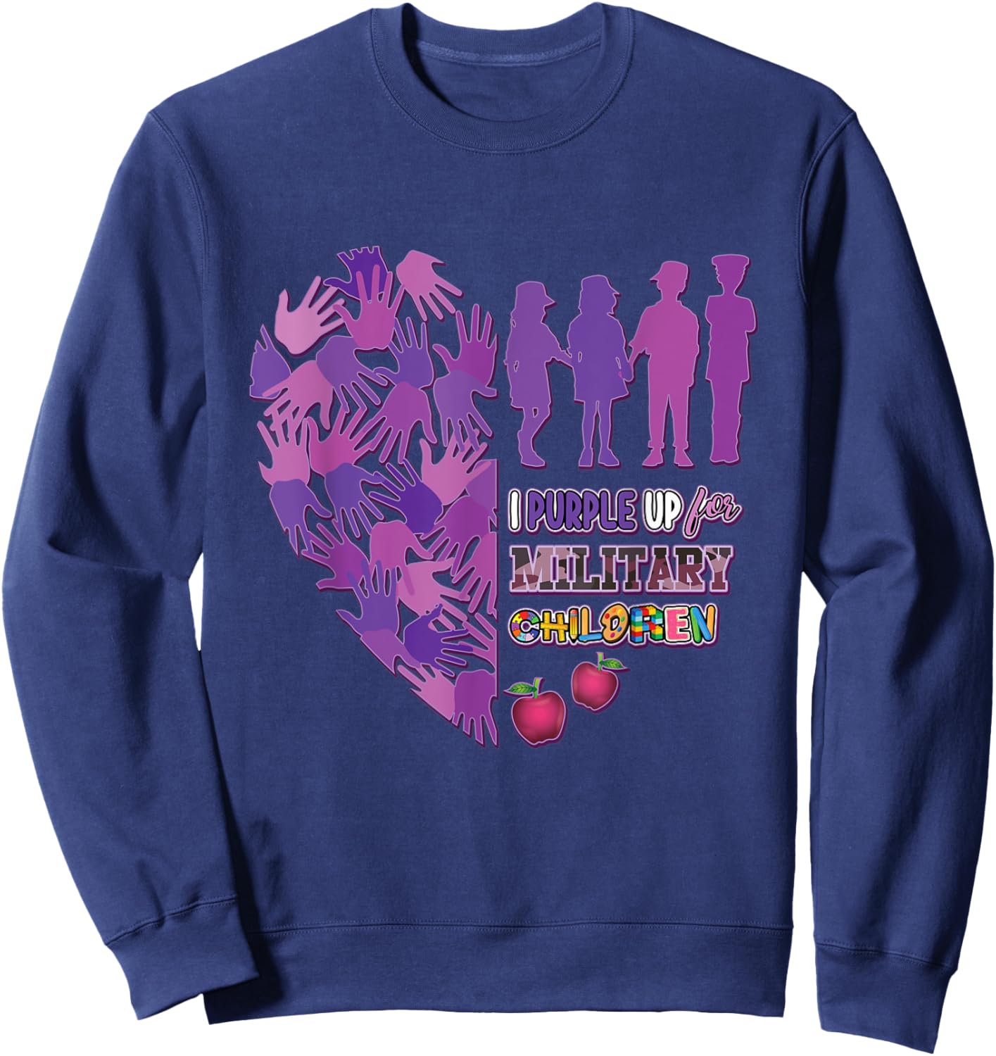 Military Child Shirt Purple Up for Military Kids Month Women Sweatshirt - Sweatshirt | Navy