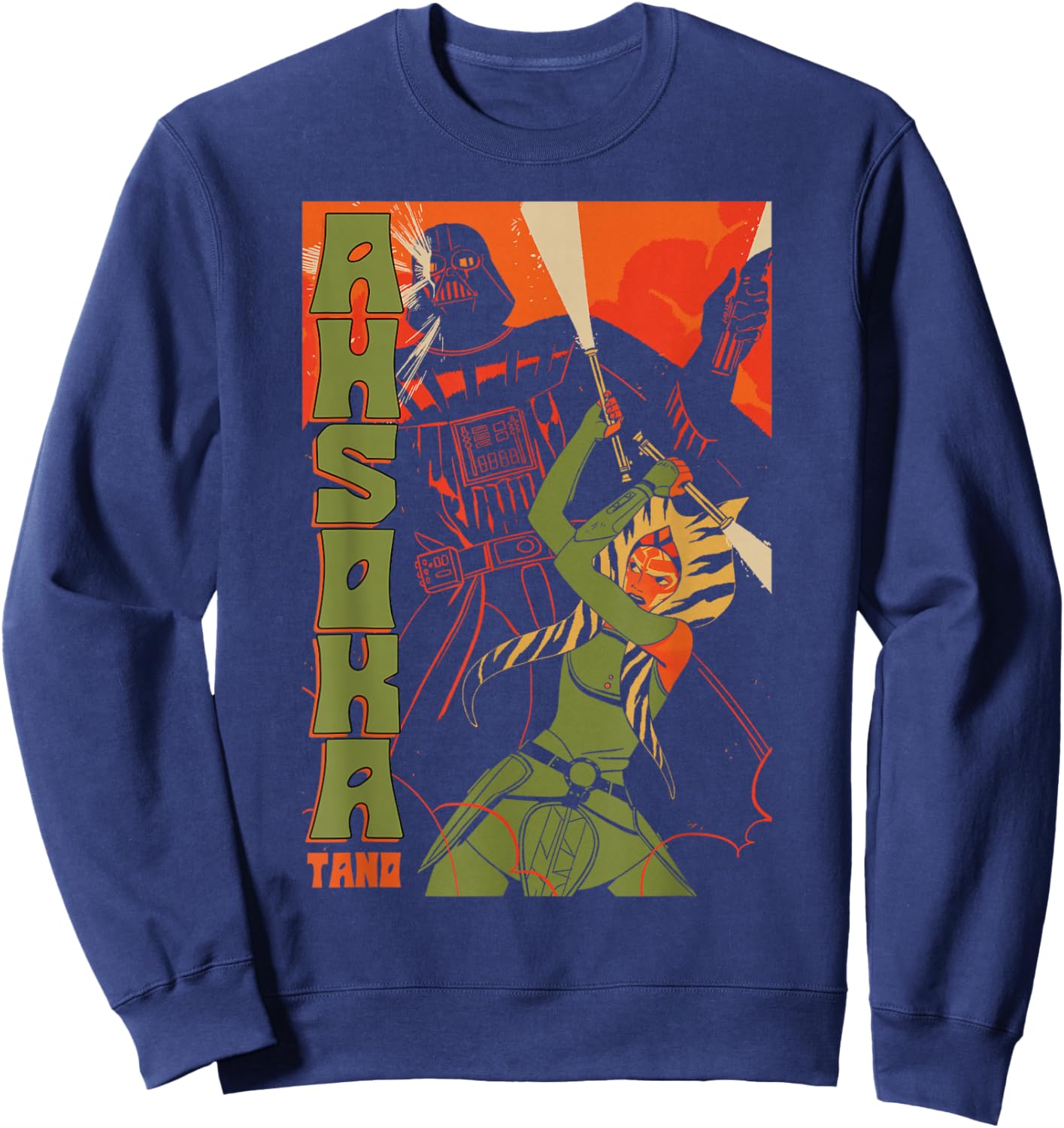 Star Wars Classic Ahsoka Tano & Darth Vader Vintage Poster Sweatshirt - Sweatshirt | Navy