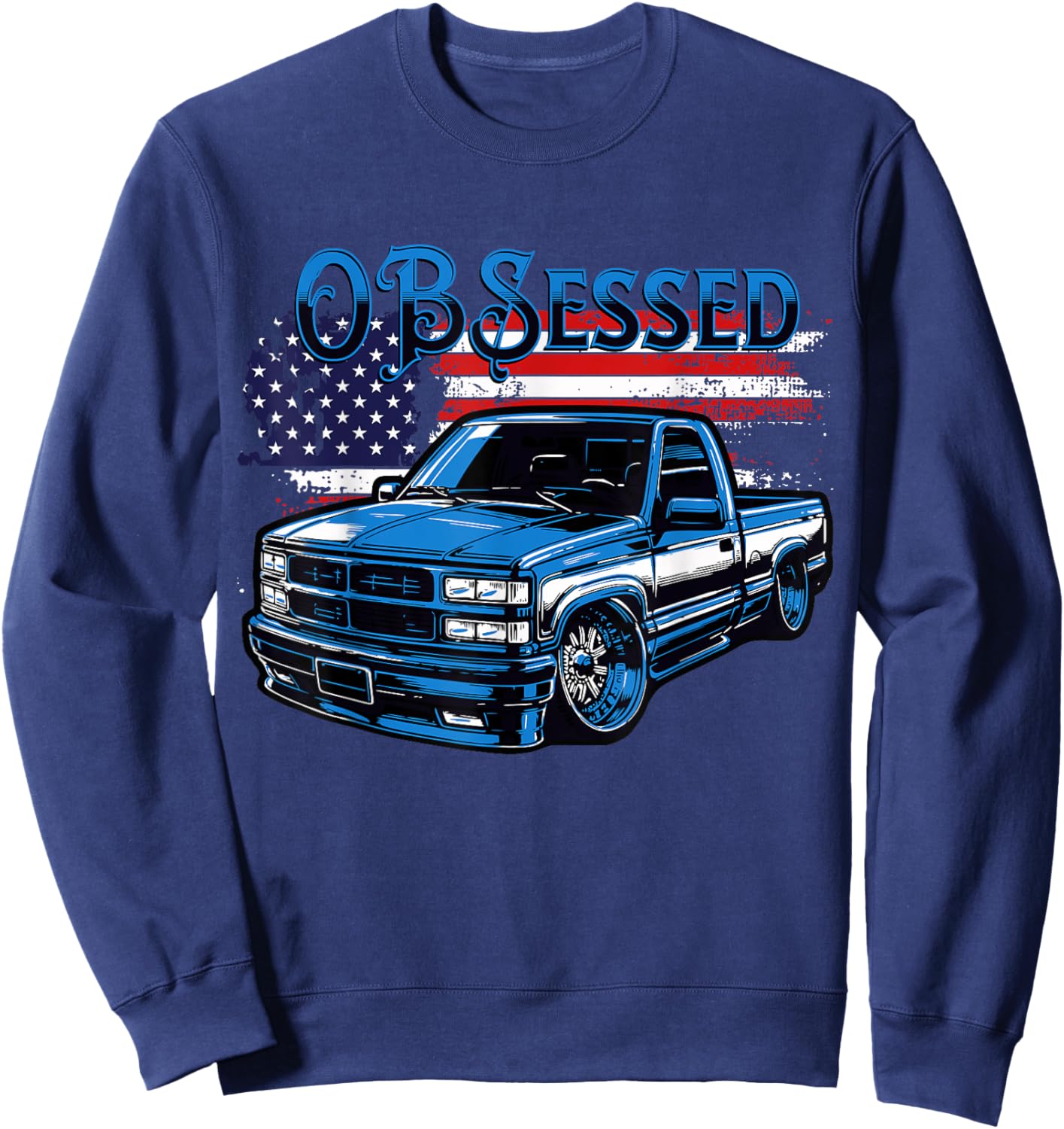 OBS Pickup Truck Slammed Old Body Style Custom Classic Truck Sweatshirt - Sweatshirt | Navy