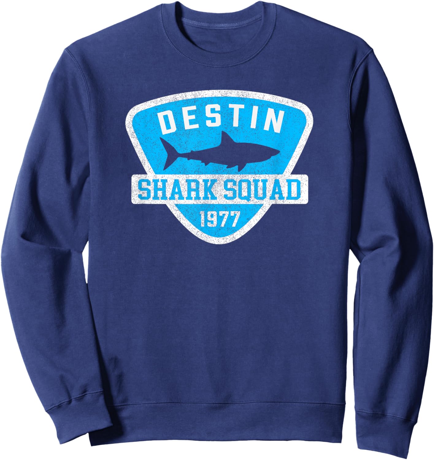 Destin Florida Shark Souvenir Boys Vintage Beach Kids Retro Sweatshirt - Sweatshirt | Navy