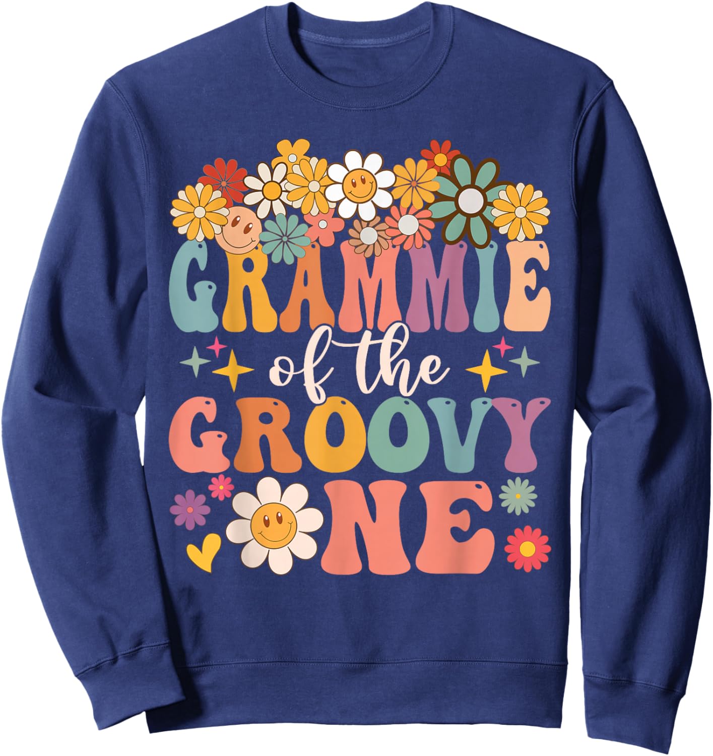 Retro Grammie of Groovy One Matching Family 1st Birthday Sweatshirt - Sweatshirt | Navy