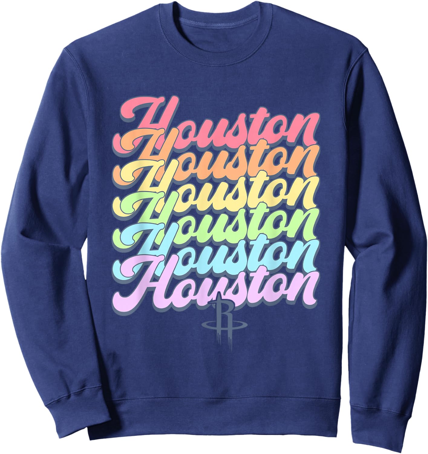 NBA Houston Rockets Pastel Rainbow Pride Stack Sweatshirt - Sweatshirt | Navy
