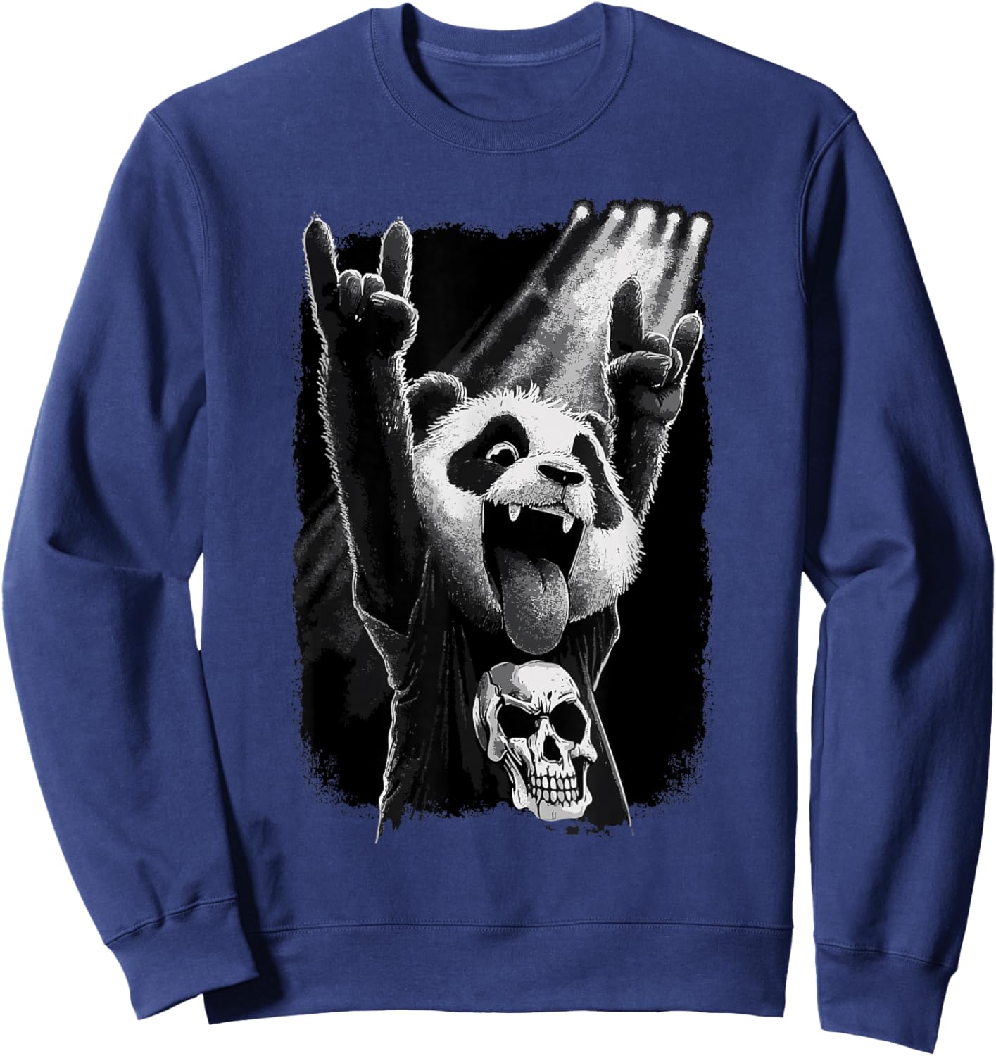 Rock Panda Skull On Stage Concert Sweatshirt - Sweatshirt | Navy