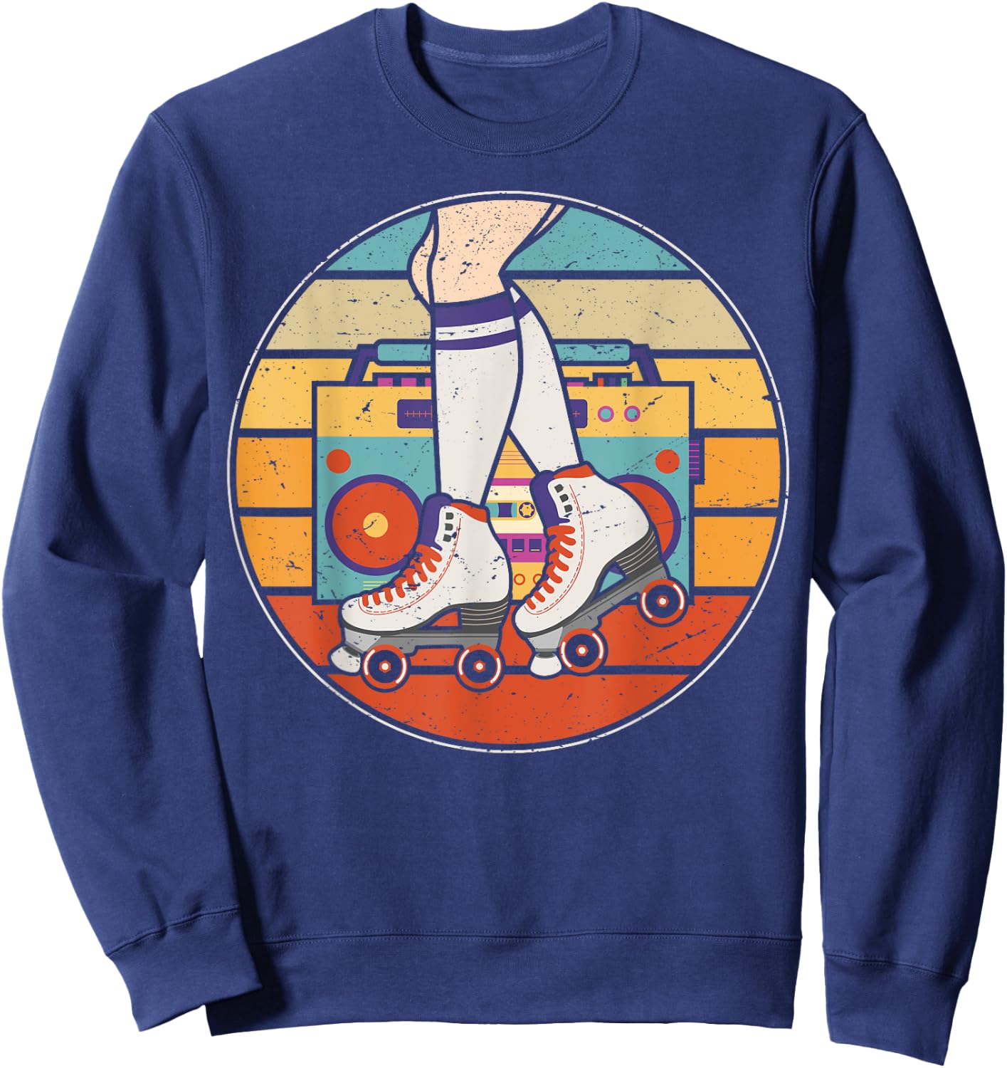 Roller Girl Skate Radio Skating Disco Retro 70s/80s Sweatshirt - Sweatshirt | Navy