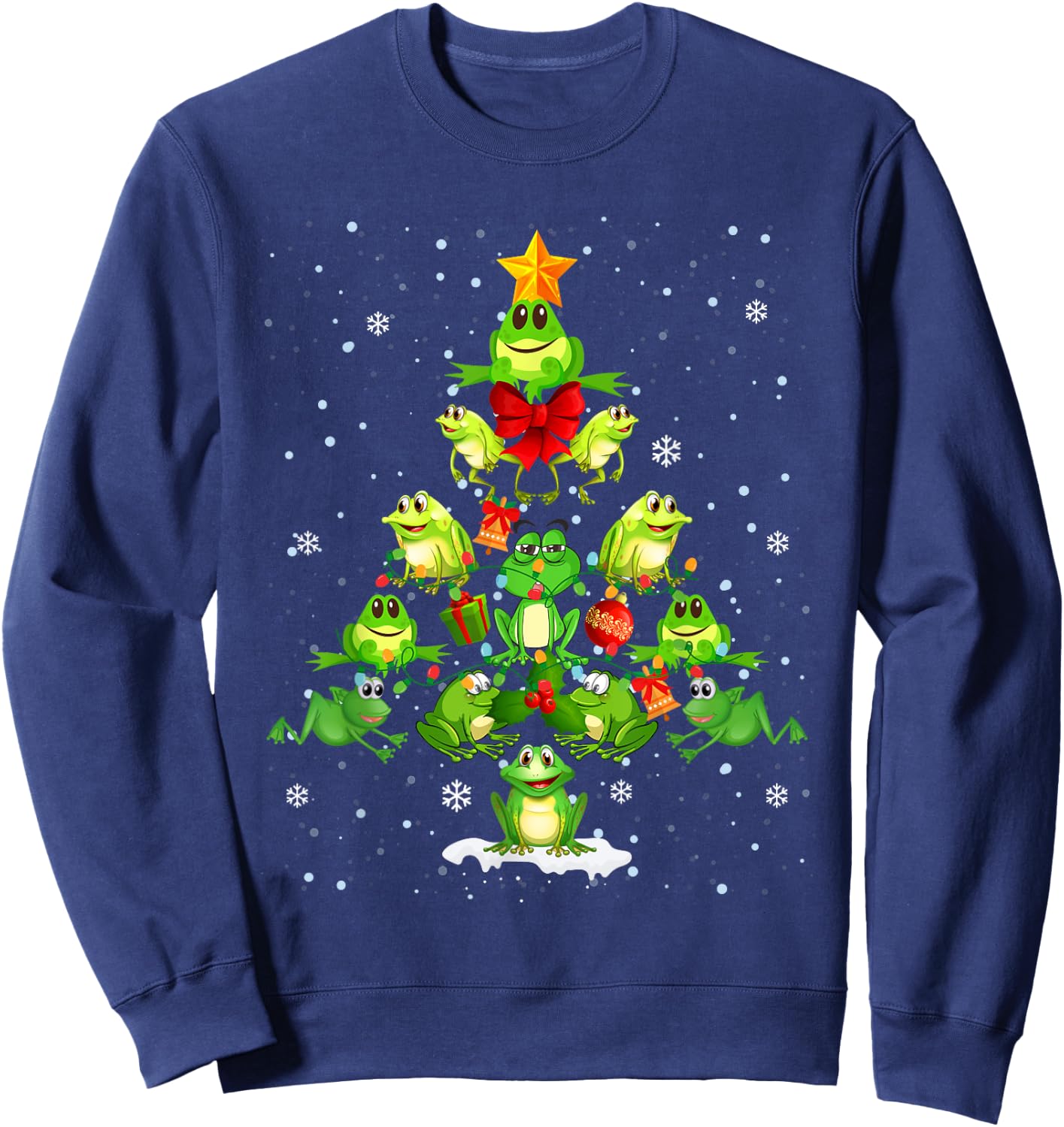 Cute Frog Christmas Tree Gift Decor Xmas Tree Sweatshirt - Sweatshirt | Navy