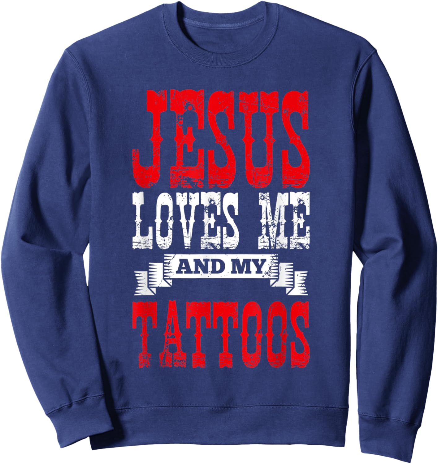 Christian Tattoo Master Tatted Jesus Christ Devotee Tattoo Sweatshirt - Sweatshirt | Navy