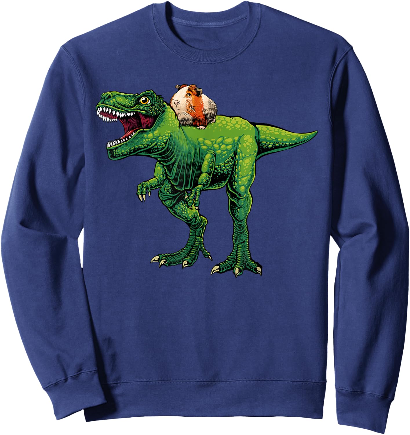 Cool Guinea Pig Women Kids T Rex Dinosaur Hamster Sweatshirt - Sweatshirt | Navy