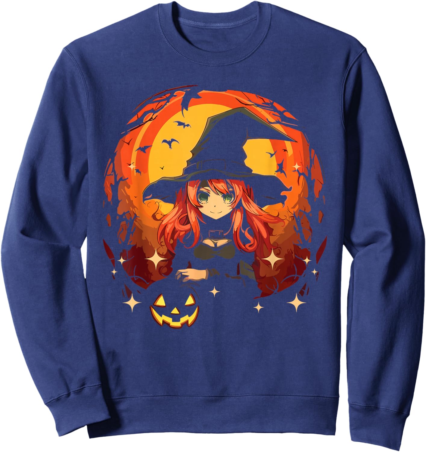 Anime Halloween Kawaii Trick Or Treat Spooky Manga Reader Sweatshirt - Sweatshirt | Navy