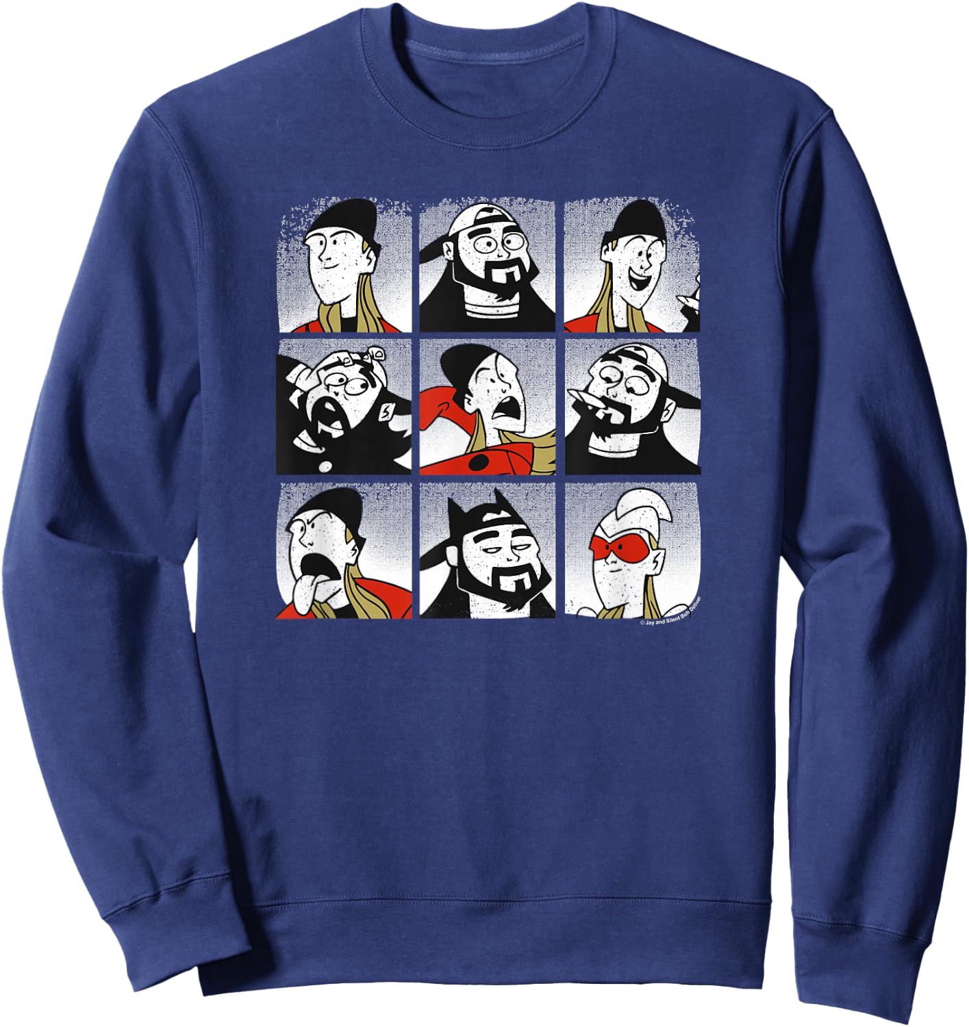 Clerks III Jay and Silent Bob Character Profile Box Up Sweatshirt - Sweatshirt | Navy