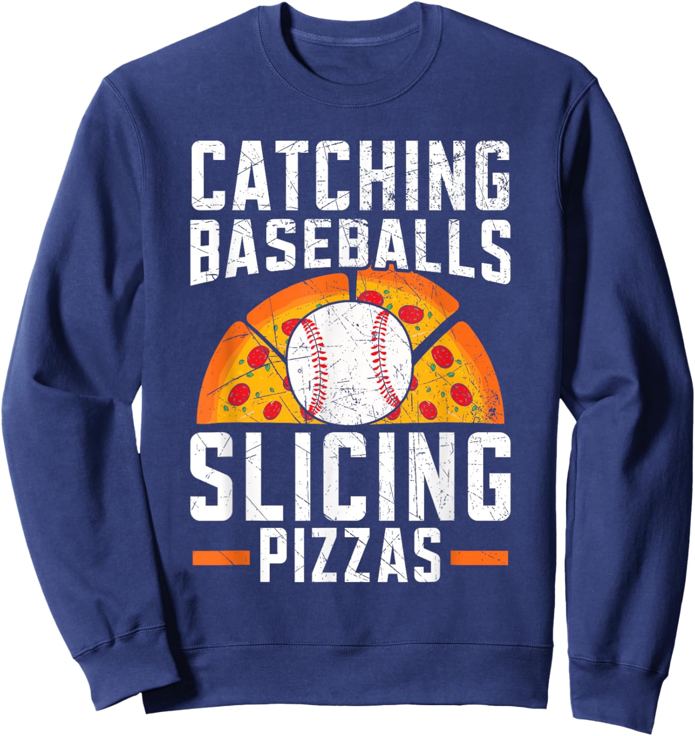 Pizza Baseball Player Baseball Lover Sport Italian Food Sweatshirt - Sweatshirt | Navy