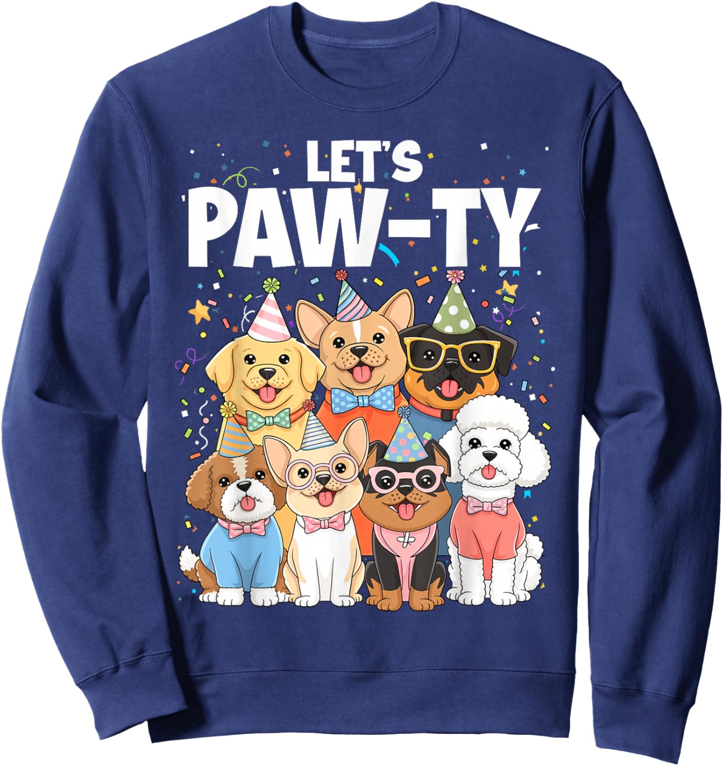 Dog Mom Birthday Dog Bday Boy Girl Let's Pawty Birthday Sweatshirt - Sweatshirt | Navy
