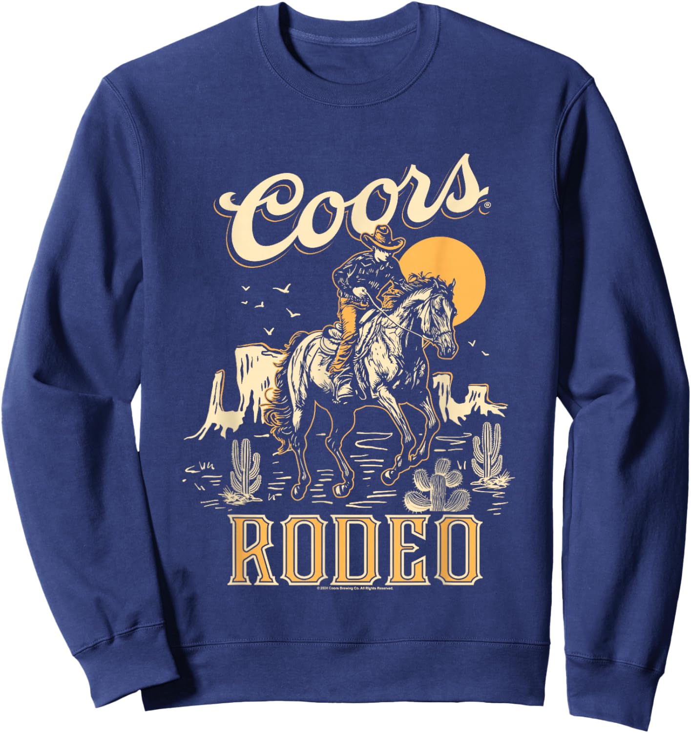 Coors Brewing Company Rodeo Vintage Outline Big Chest Poster Sweatshirt - Sweatshirt | Navy