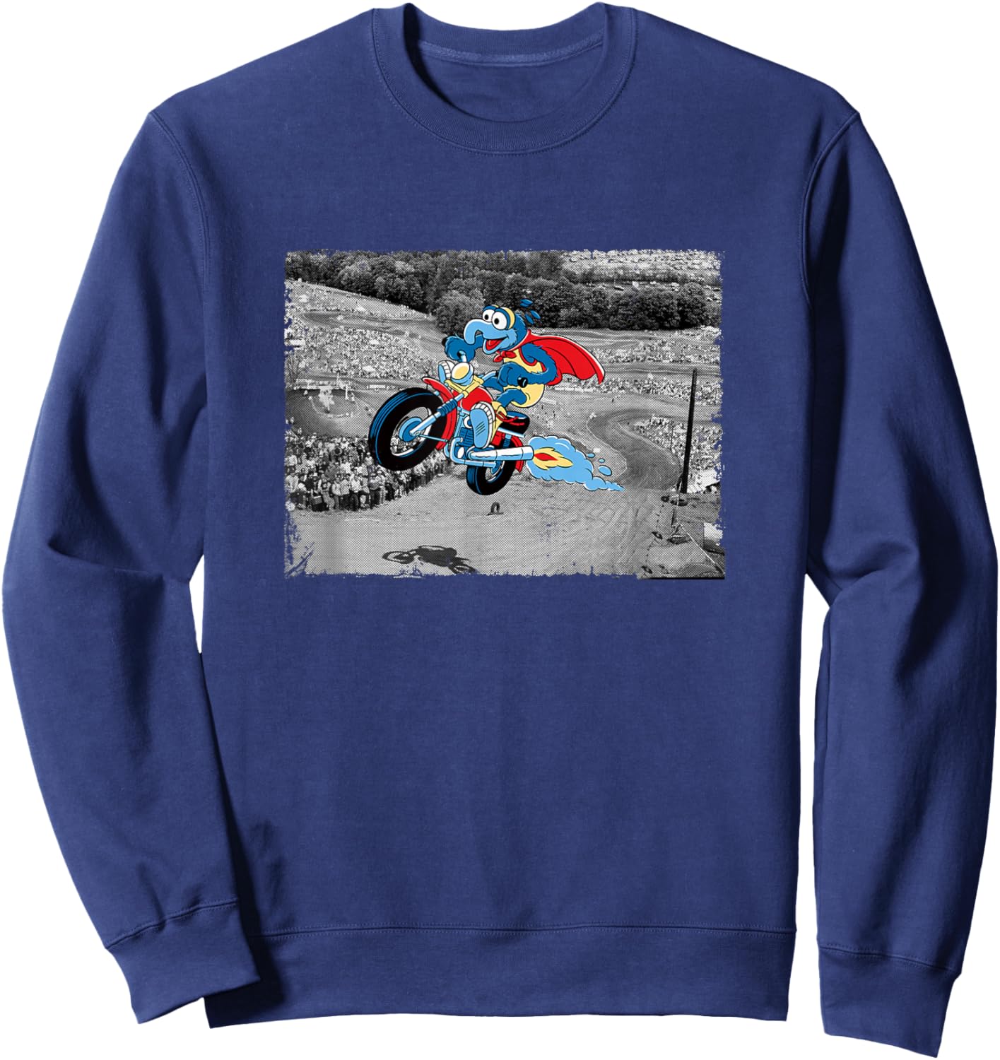 Disney The Muppets Gonzo Motorcycle Ride Big Chest Poster Sweatshirt - Sweatshirt | Navy