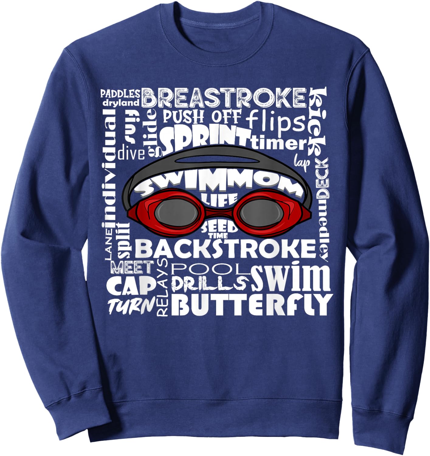 Swim Mom Swimmer Funny Swimming Sport Goggles Practice Team Sweatshirt - Sweatshirt | Navy