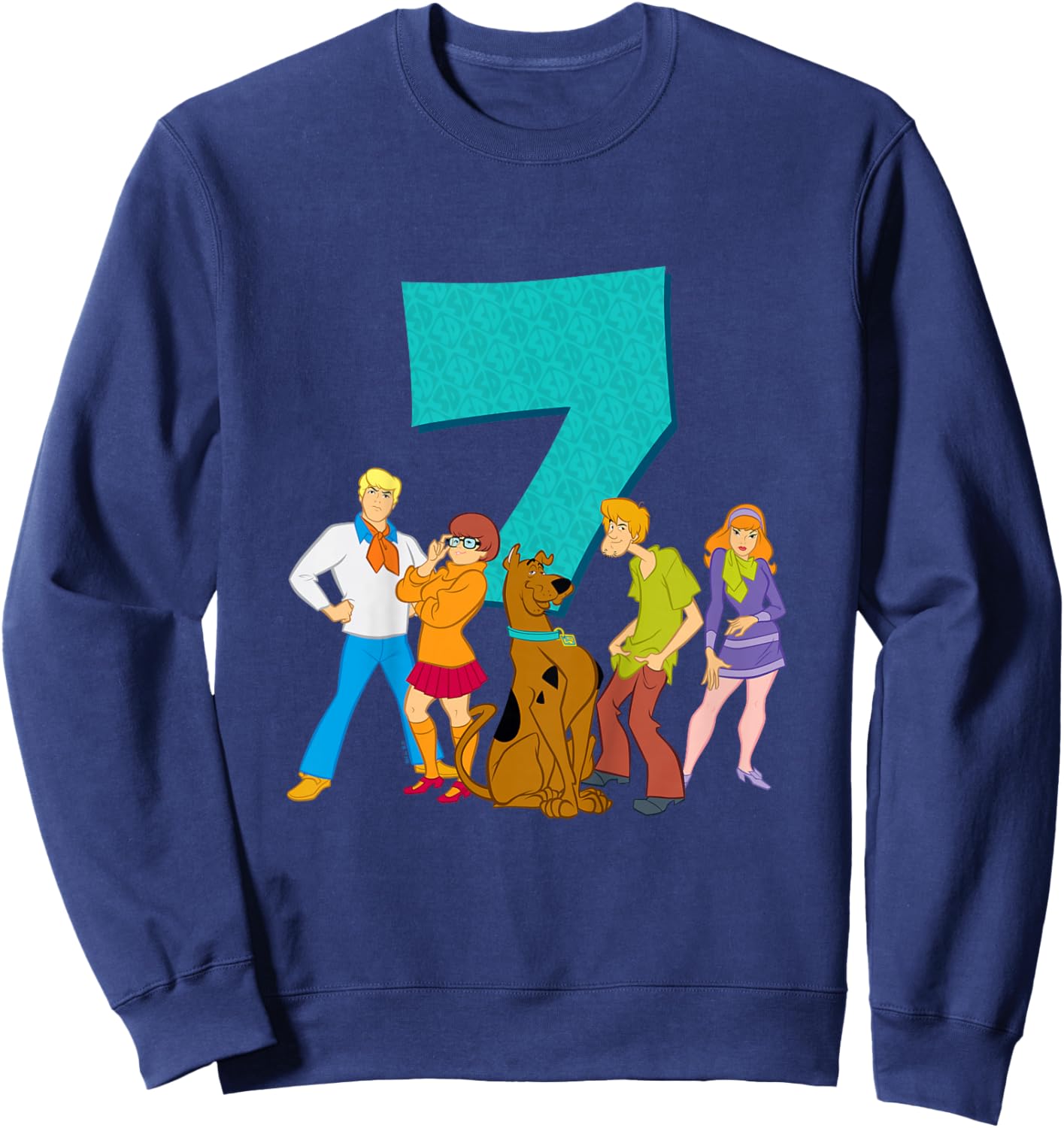 Kids Scooby-Doo 7th Birthday This Meddling Kid is 7 Sweatshirt - Sweatshirt | Navy