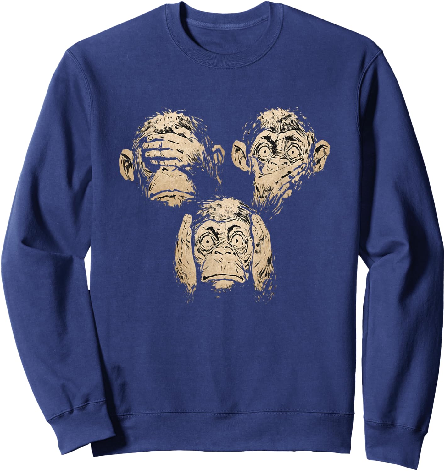 Funnyy, See No Evil Hear No Evil Speak No Evil Sweatshirt - Sweatshirt | Navy