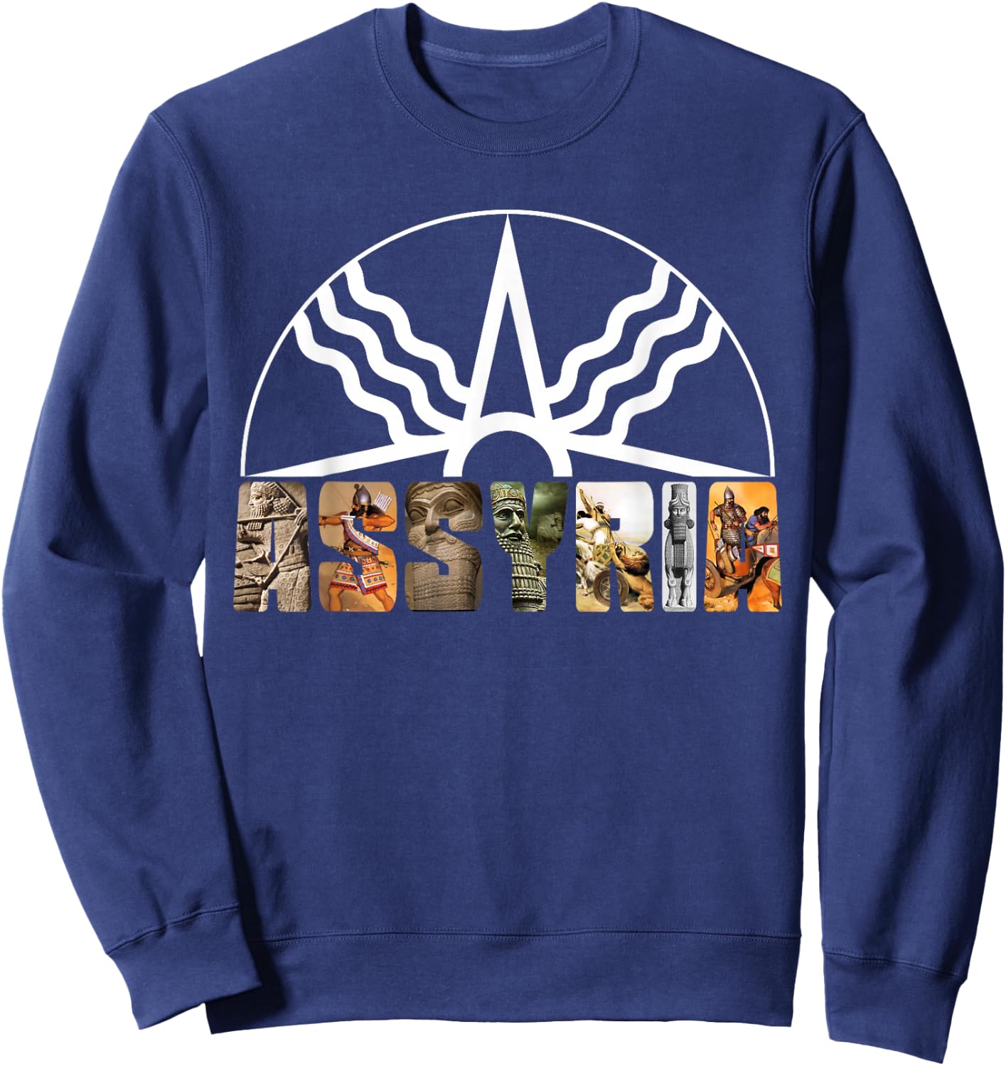 Assyria Country Assyrian Flag Assyrian Winged Bull Lamassu Sweatshirt - Sweatshirt | Navy