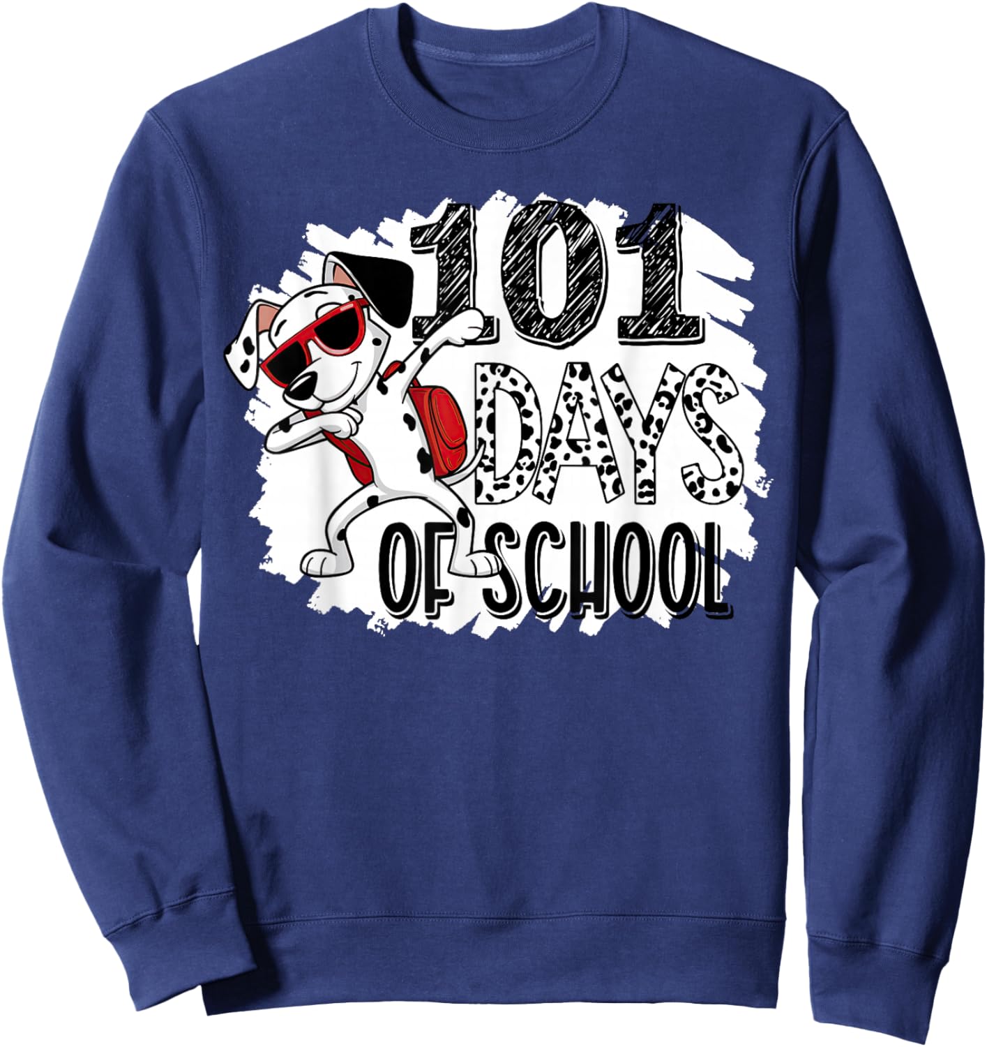 100 Days Of School Dabbing Dalmatian Dog 100th Day Of School Sweatshirt - Sweatshirt | Navy
