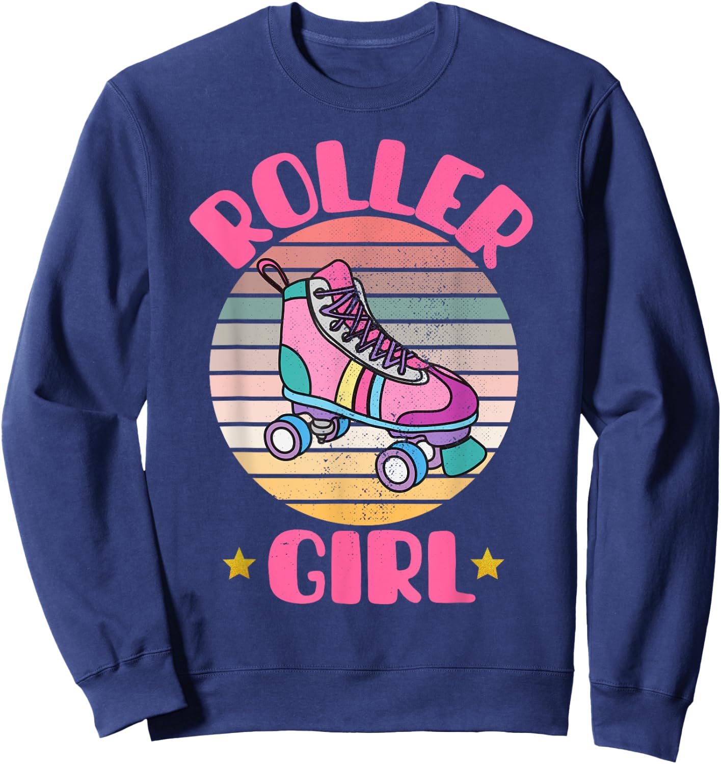Retro Rollerskates Funny 80's Roller Disco Skating Girl Cool Sweatshirt - Sweatshirt | Navy