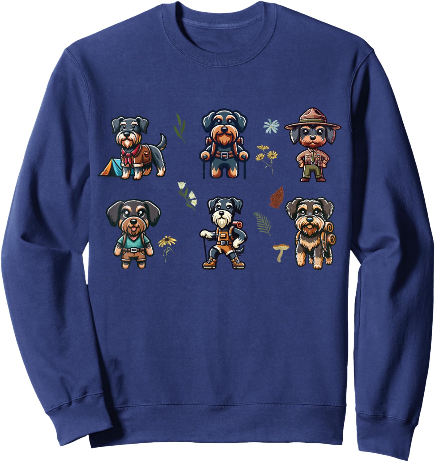 Schnoxie and Schnauzer Dogs Hiking Outdoor Adventure Sweatshirt - Sweatshirt | Navy