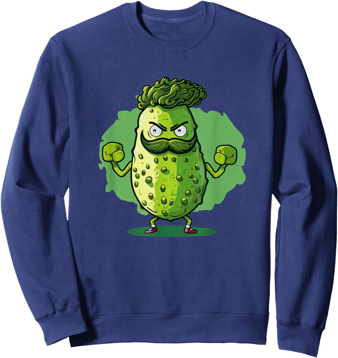 Funny looking pickle outfit with muscle for gym fans Sweatshirt - Sweatshirt | Navy