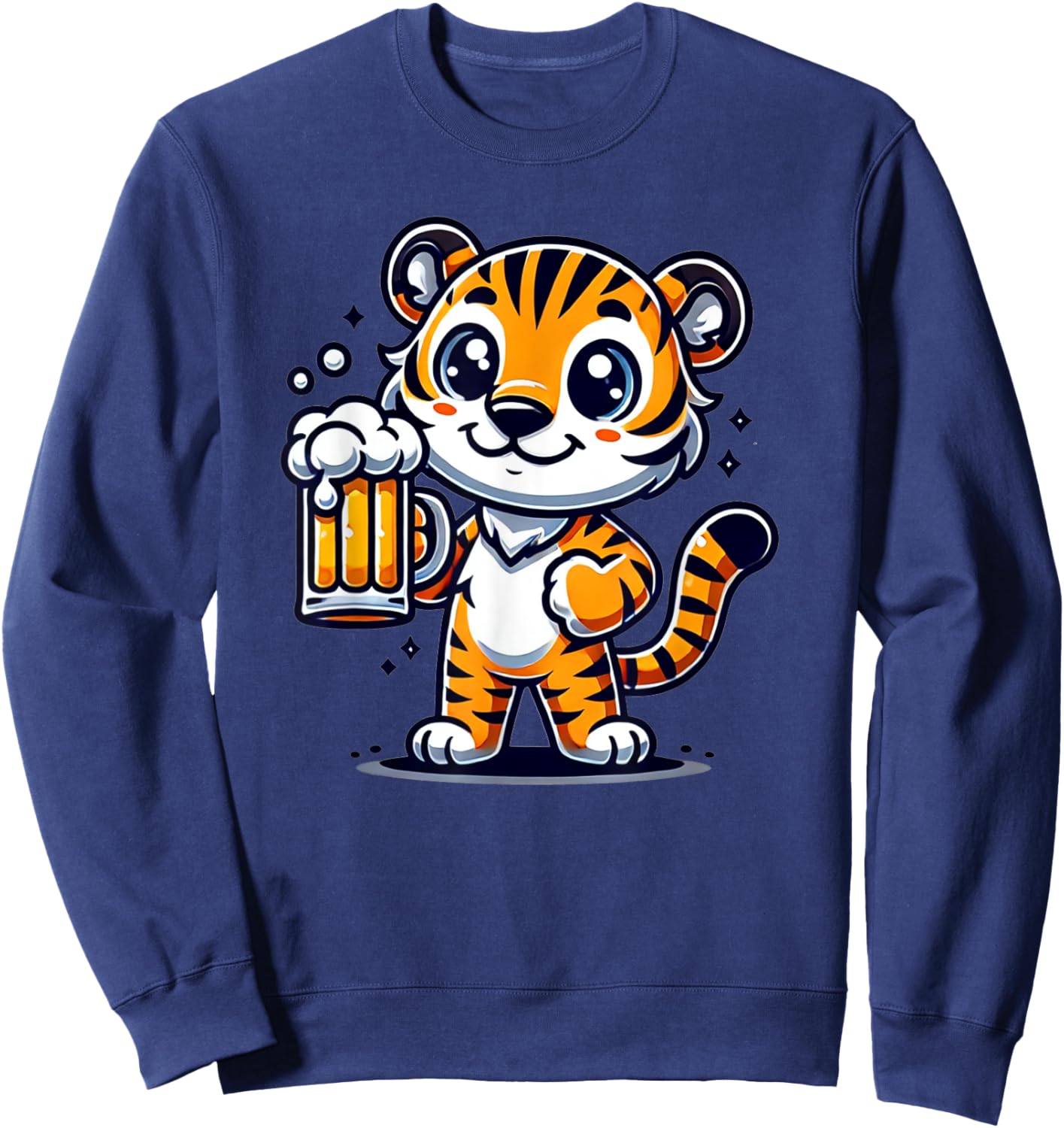 Cute Tiger Drinking Beer Sweatshirt - Sweatshirt | Navy