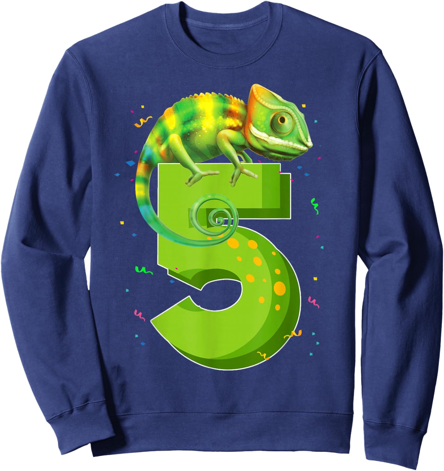 5 Years Old Birthday Chameleon Themed Party 5th Birthday Sweatshirt - Sweatshirt | Navy