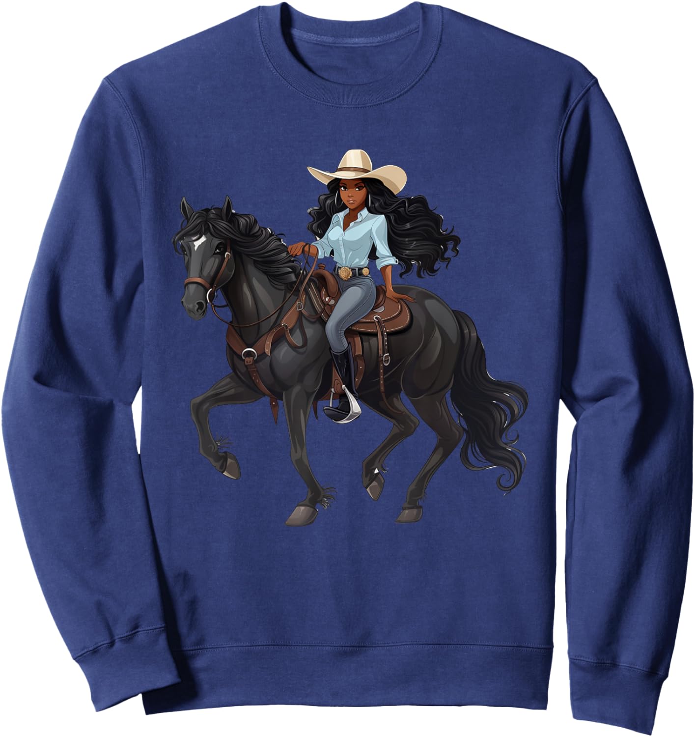 Howdy Black Cowgirls African American Texas Melanin Woman Sweatshirt - Sweatshirt | Navy