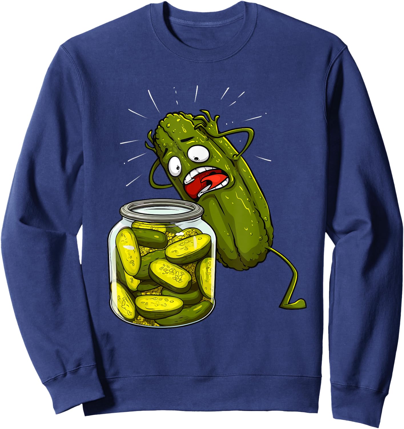 Best Pickle Art Women Kids Jarr Dill Pickle Novelty Sweatshirt - Sweatshirt | Navy