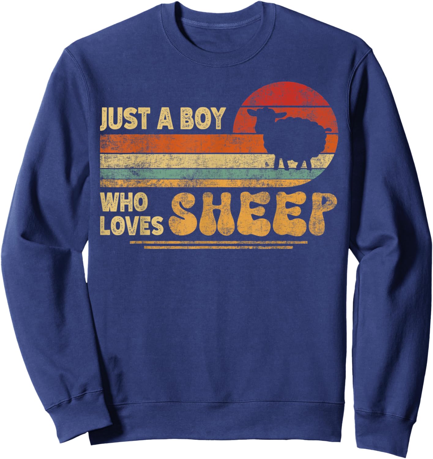 Retro Farmer Funny Sheep Lover | Just A Boy Who Loves Sheep Sweatshirt - Sweatshirt | Navy