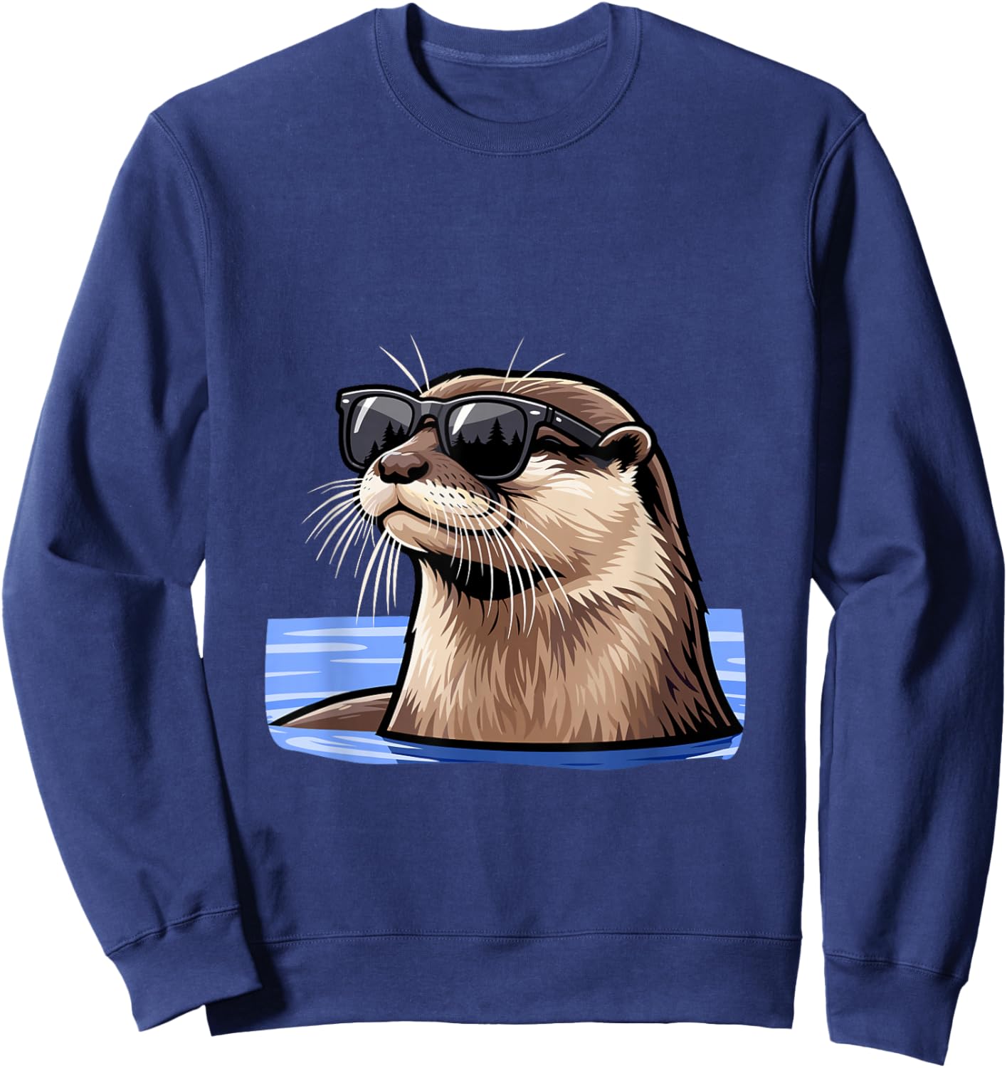 Otter mit Sonnenbrille Tiermotiv Portrait Wildlife Marder Sweatshirt - Sweatshirt | Navy