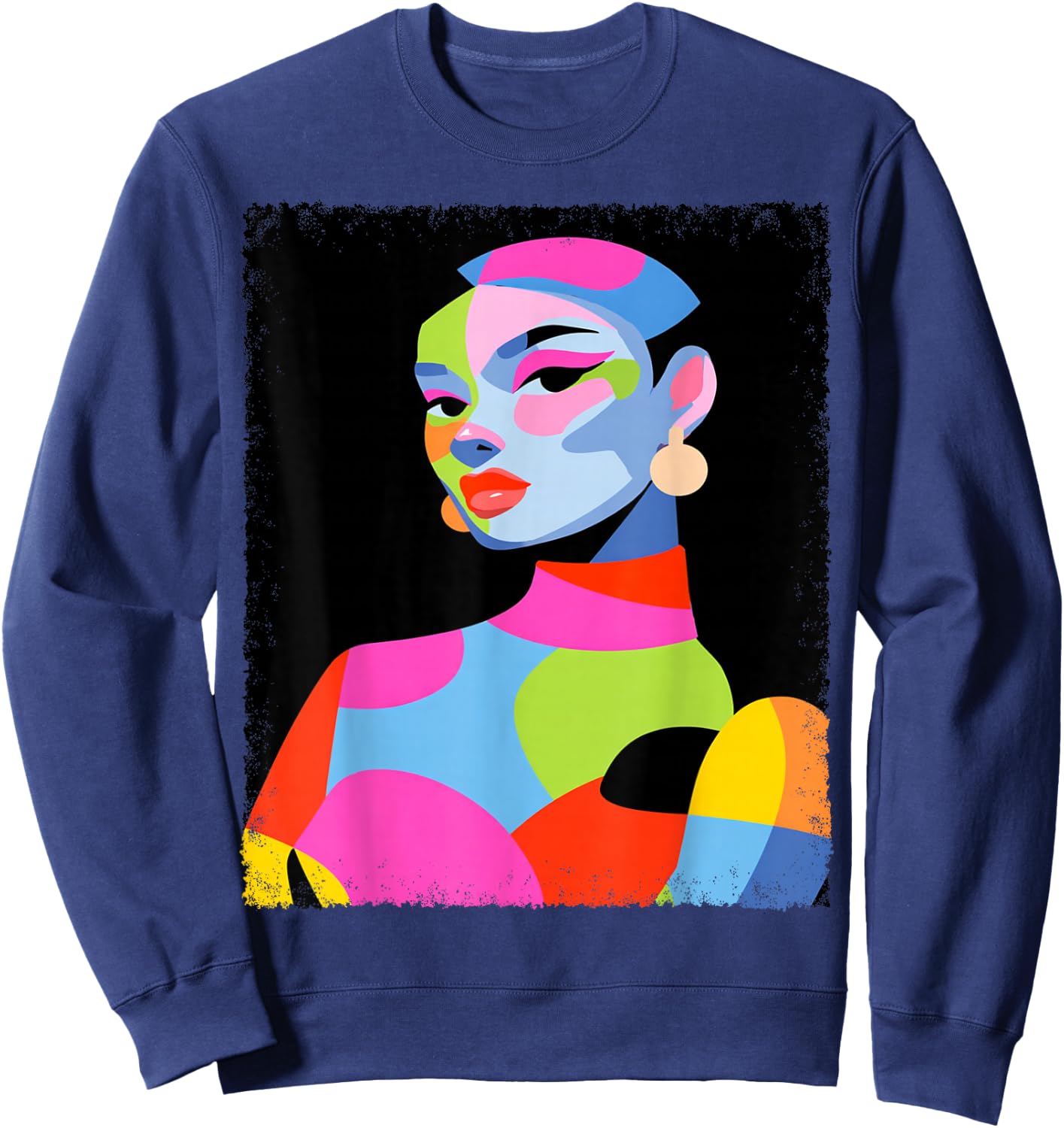 Feminine Women's Abstract Fashion Designer Sweatshirt - Sweatshirt | Navy