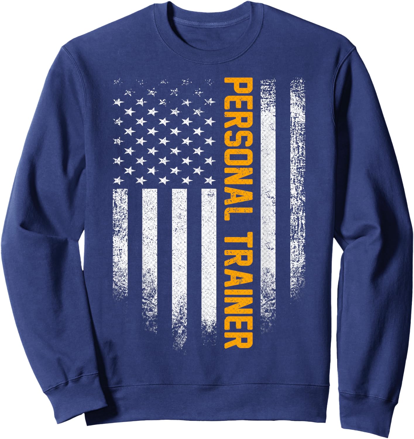 Vintage USA Personal Trainer American Flag Patriotic Funny Sweatshirt - Sweatshirt | Navy