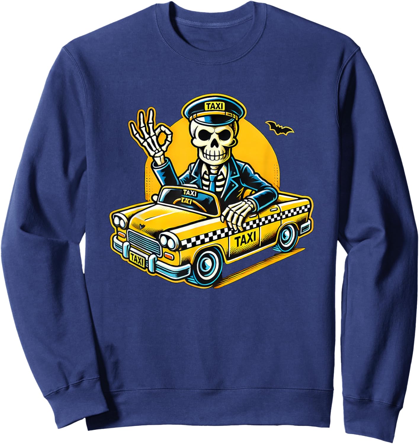 Halloween Skeleton Taxi Driver Sweatshirt - Sweatshirt | Navy