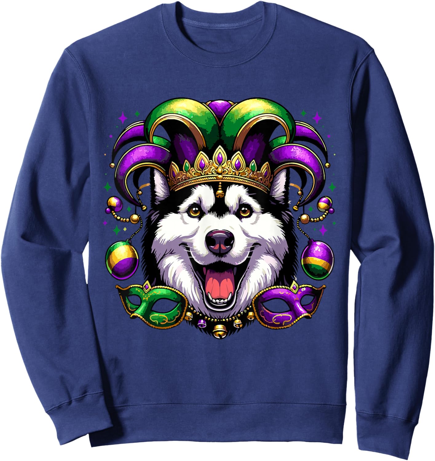 Siberian Husky Dog Breed Costume Outfit Women Men Mardi Gras Sweatshirt - Sweatshirt | Navy
