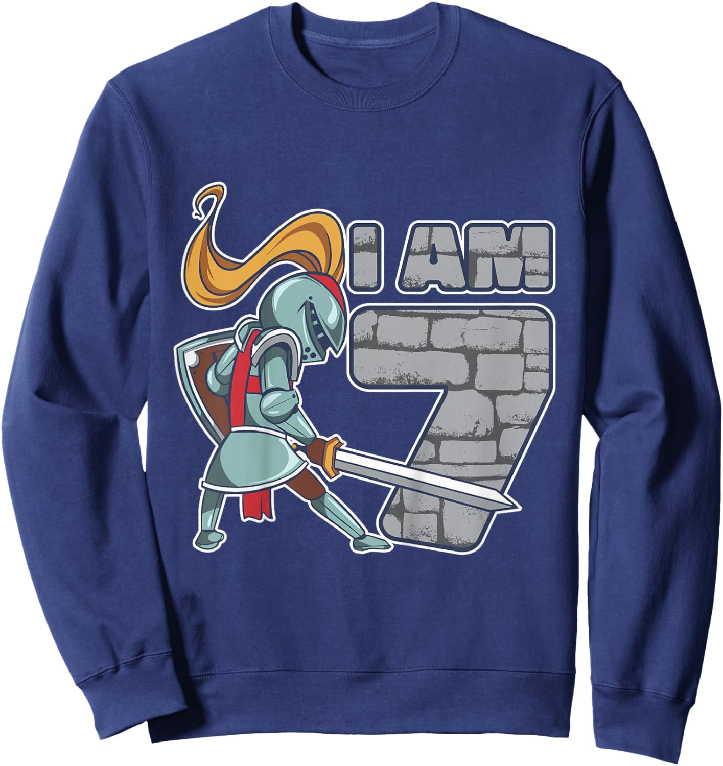 Kids Knight 7 Year Old Birthday Boy 7th Birthday Sweatshirt - Sweatshirt | Navy