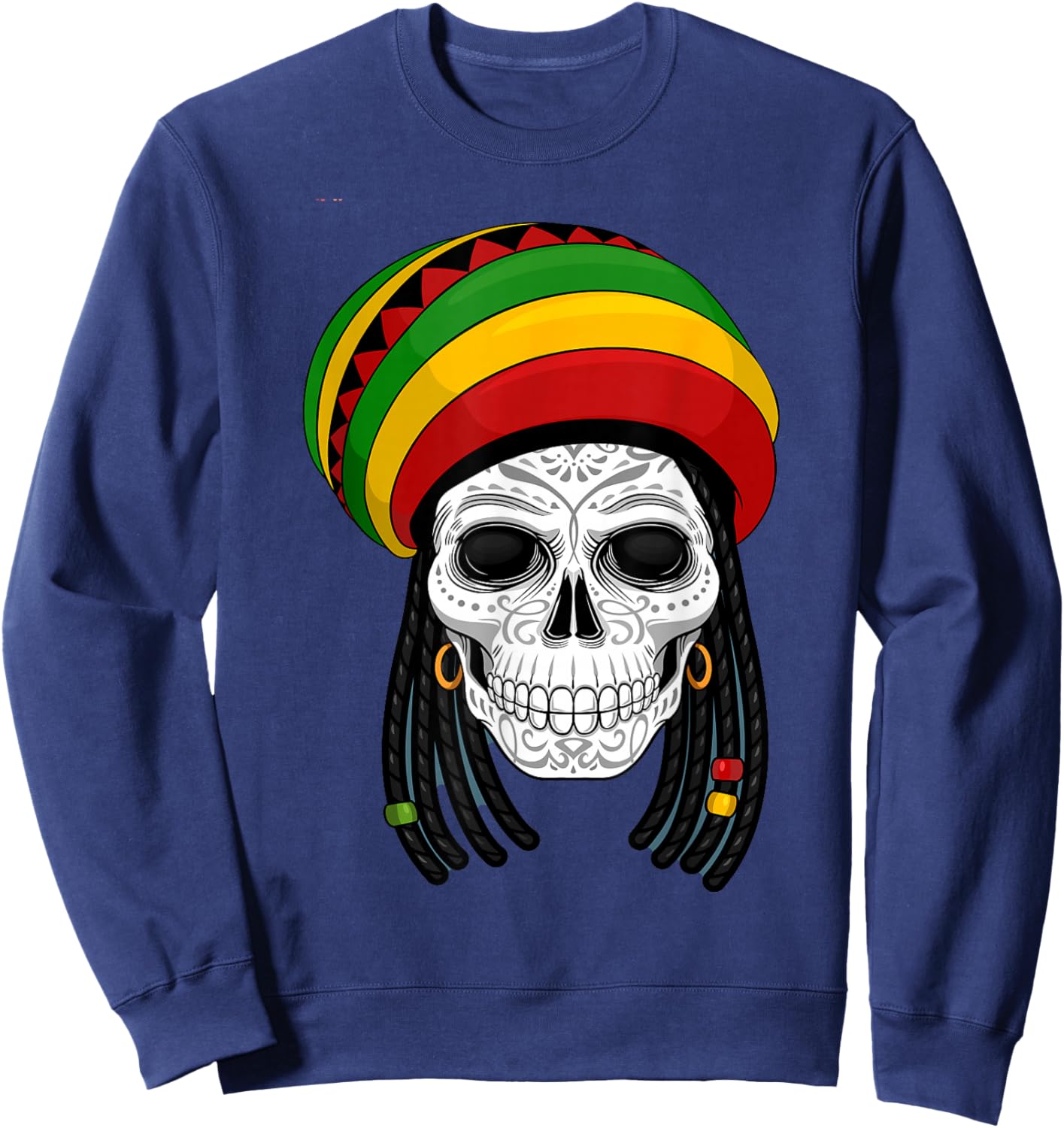 Reggae Kleidung Rastafari Locks Rasta Dreads Jamaica Reggae Sweatshirt - Sweatshirt | Navy