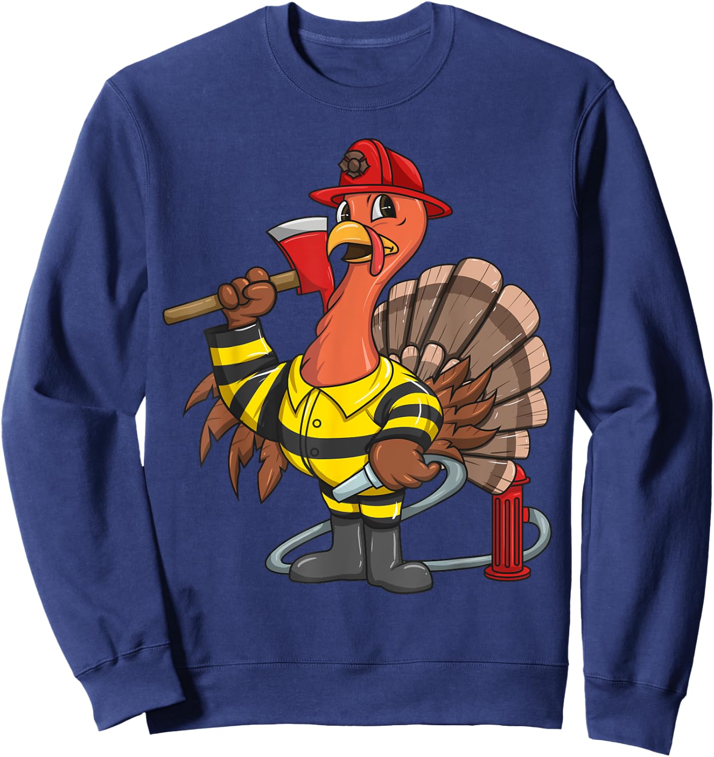Thanksgiving Firefighter Turkey - Proud Fireman Gift Sweatshirt - Sweatshirt | Navy