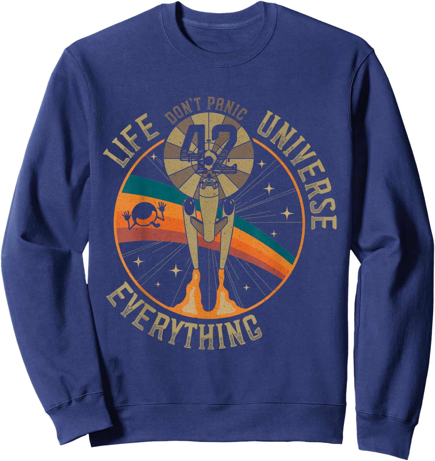 Vintage 42 Answer to Life The Universe and Everything Retro Sweatshirt - Sweatshirt | Navy