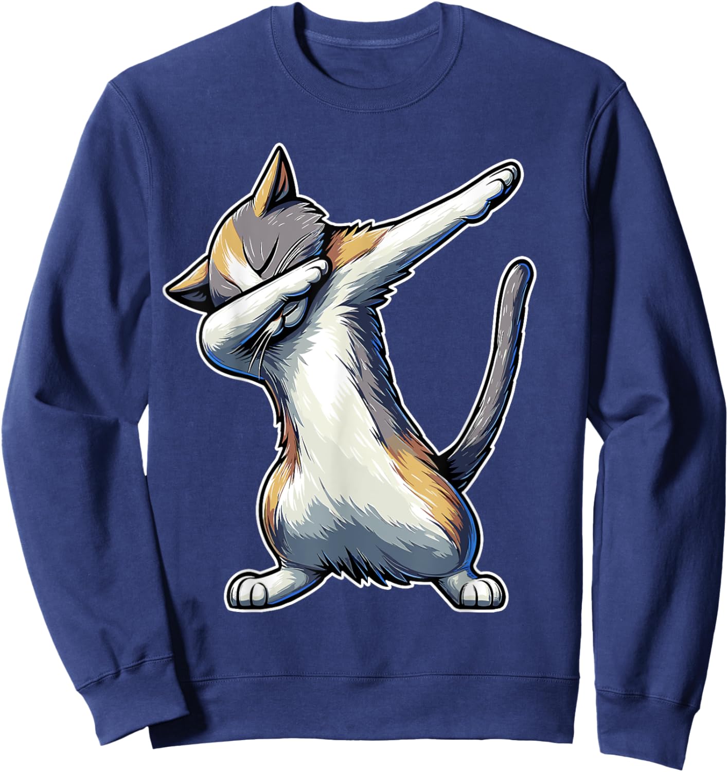 Dabbing Cat Funny Meme Cool Dab Pose Dance Move Feline Lover Men Women Kids Sweatshirt - Sweatshirt | Navy