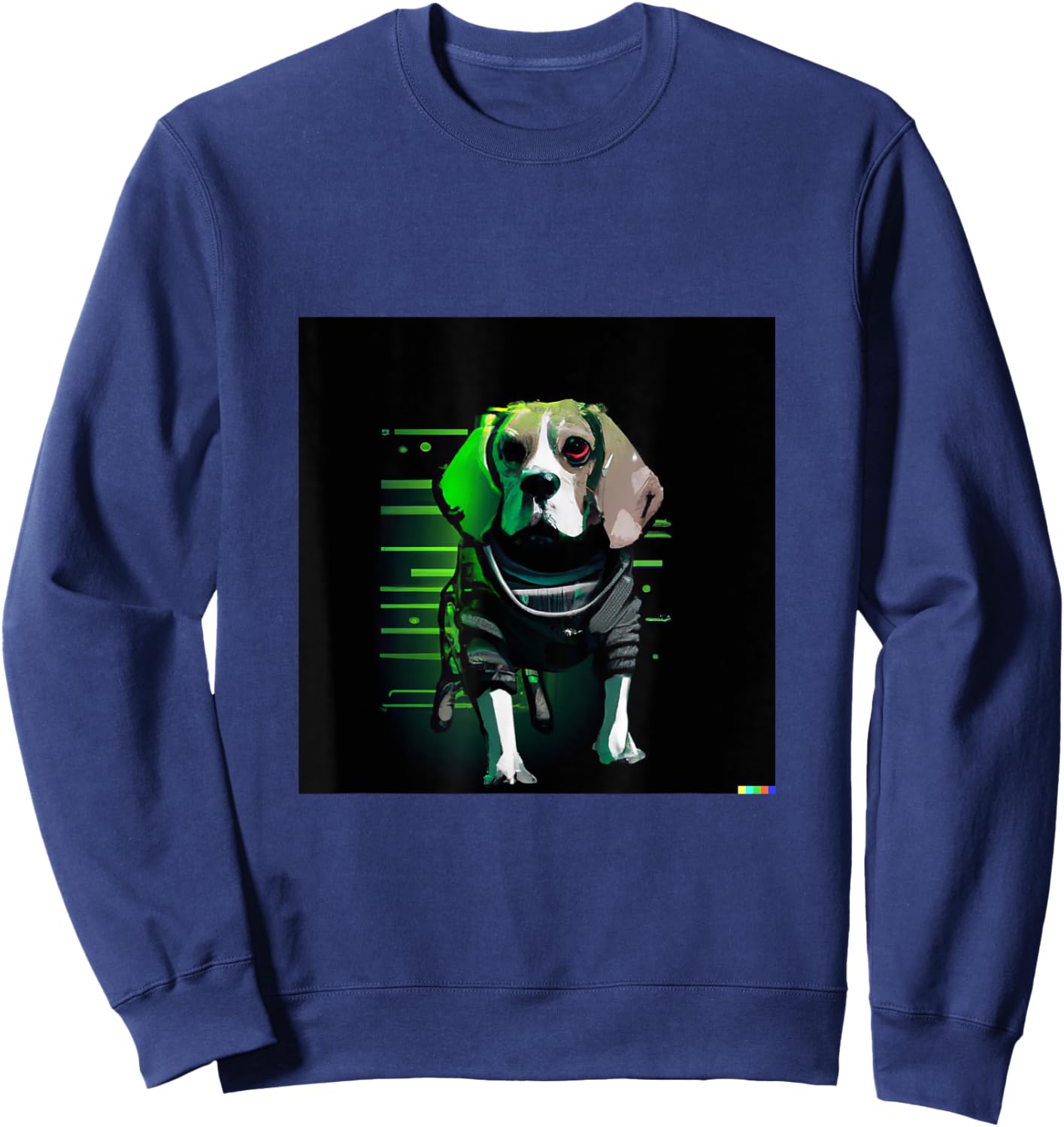 Cyberpunk Beagle | Funny Robot Dog Men Women cute distopic Sweatshirt - Sweatshirt | Navy
