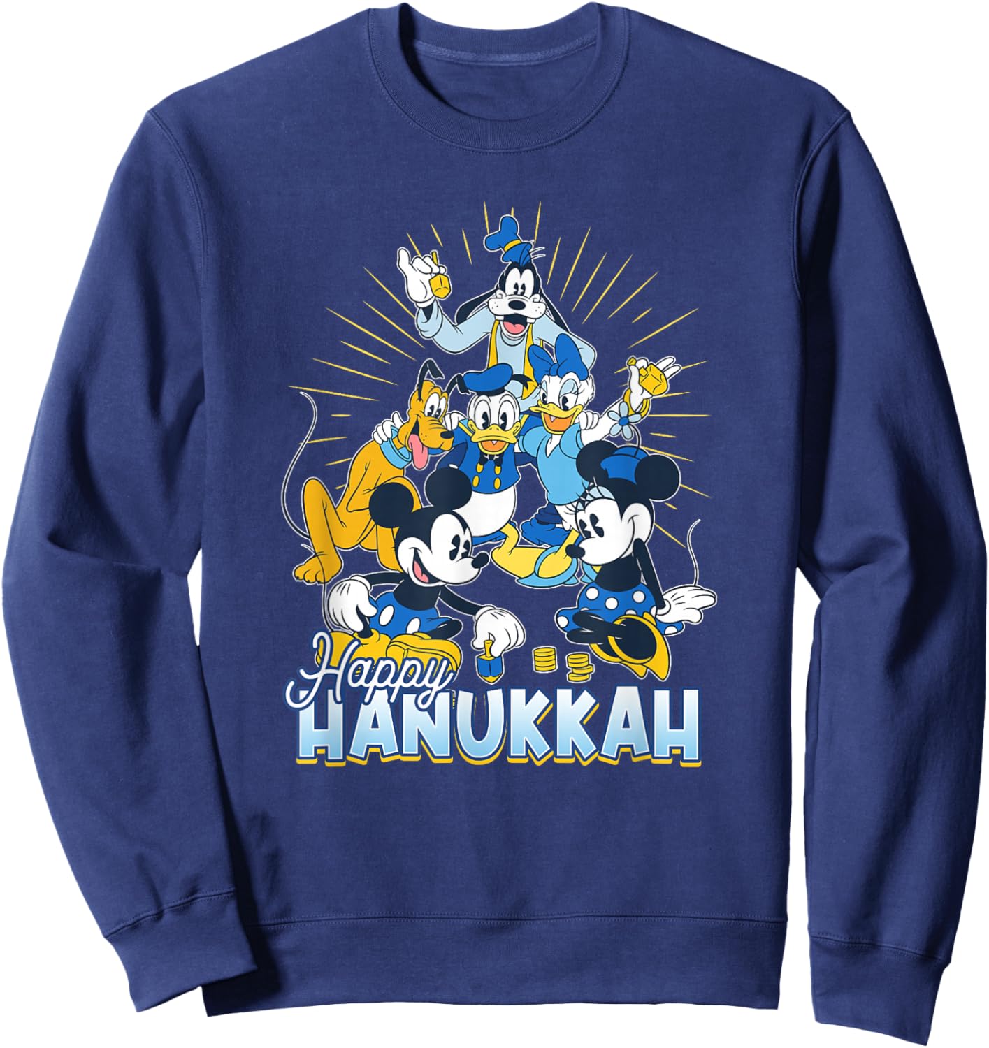 Disney Mickey and Friends Happy Hanukkah Dreidel Sweatshirt - Sweatshirt | Navy
