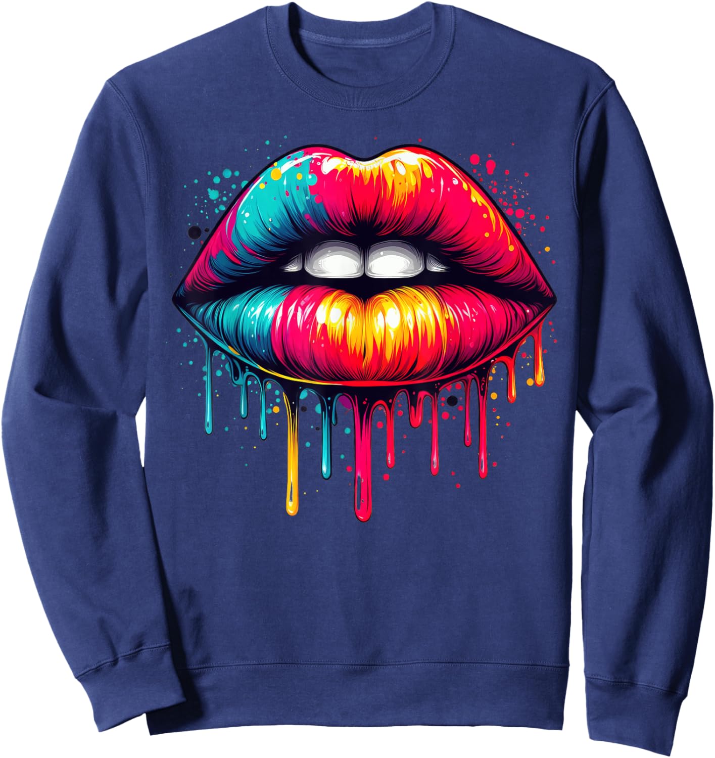 Lips Kiss Shirt Men Kids Colorful Lips Sweatshirt - Sweatshirt | Navy