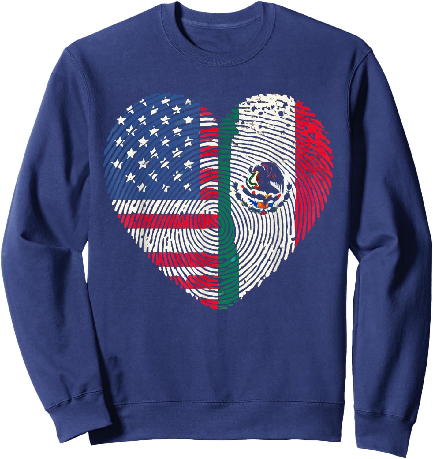 Half Mexican Half American USA Flag Mexico America Sweatshirt - Sweatshirt | Navy